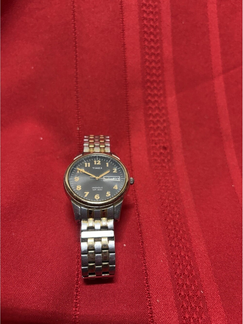 Timex Indiglo Men’s Two-Tone Stainless Bracelet Watch Gray Dial Day/Date 30m